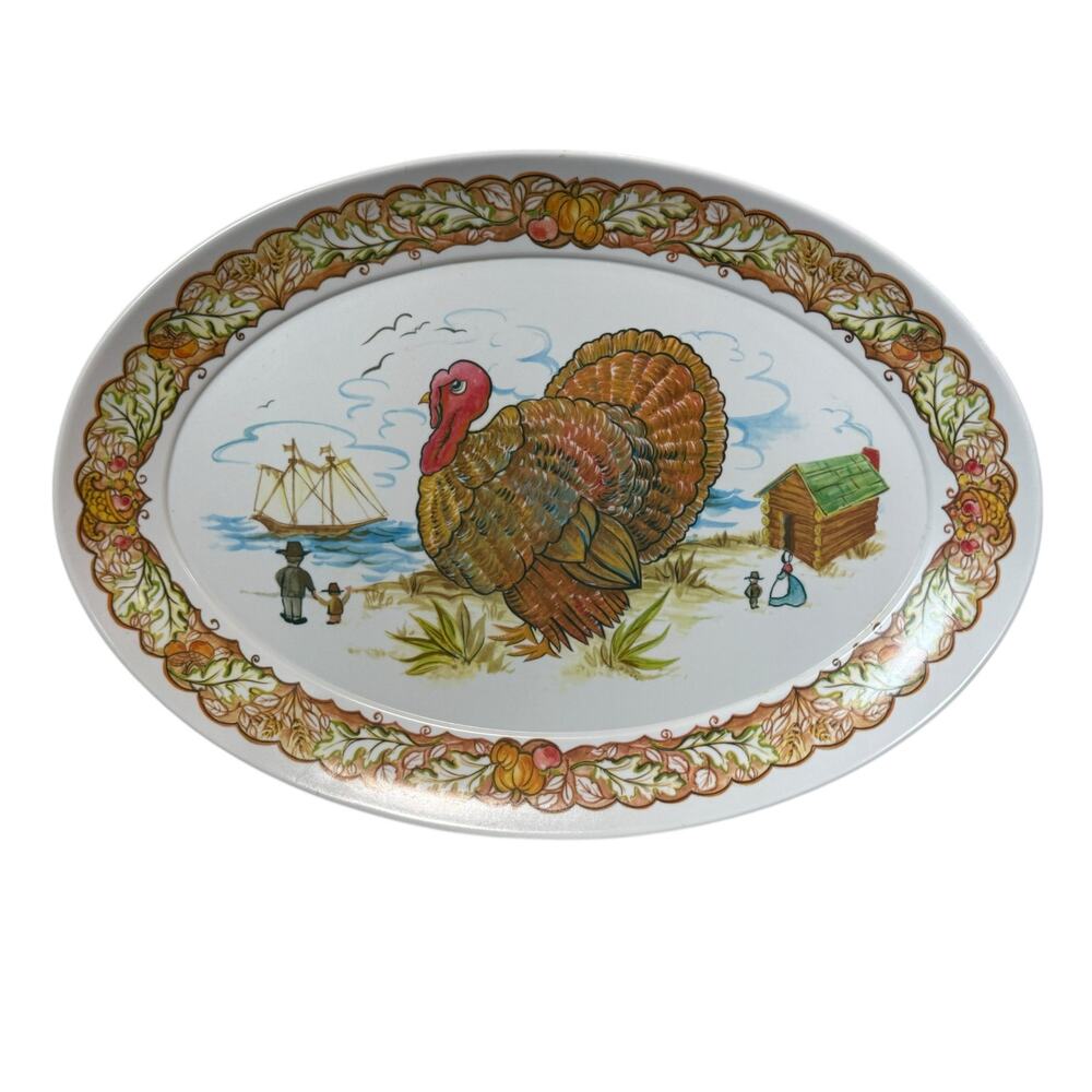 Brookpark Lg Thanksgiving Turkey Platter Oval Serving Tray Melamine 21" Harvest‎